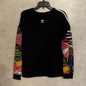 Adidas Men's Black Sweatshirt with Multicolor Sleeves